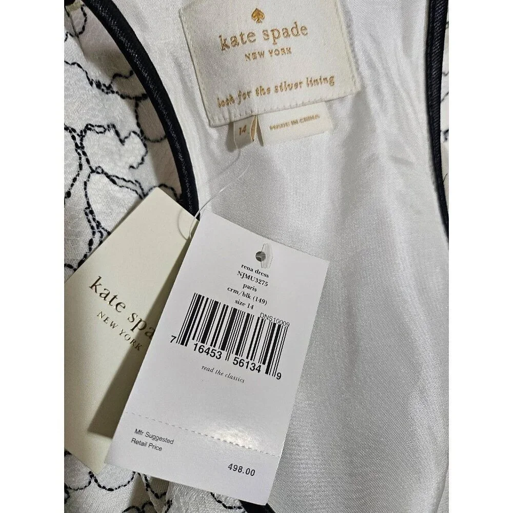 NWT Kate Spade Rena Bow Back Dress 14 Lace Floral - Picture 4 of 12